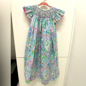 Adorable Geometric Smocked Spring Paisley Dress